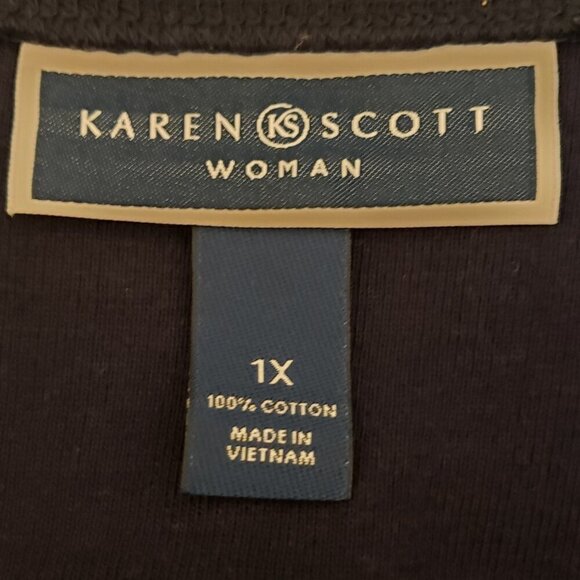 Karen Scott All American Red White & Blue Top w/jeweled Purse Pin, Size 1X - Picture 6 of 8